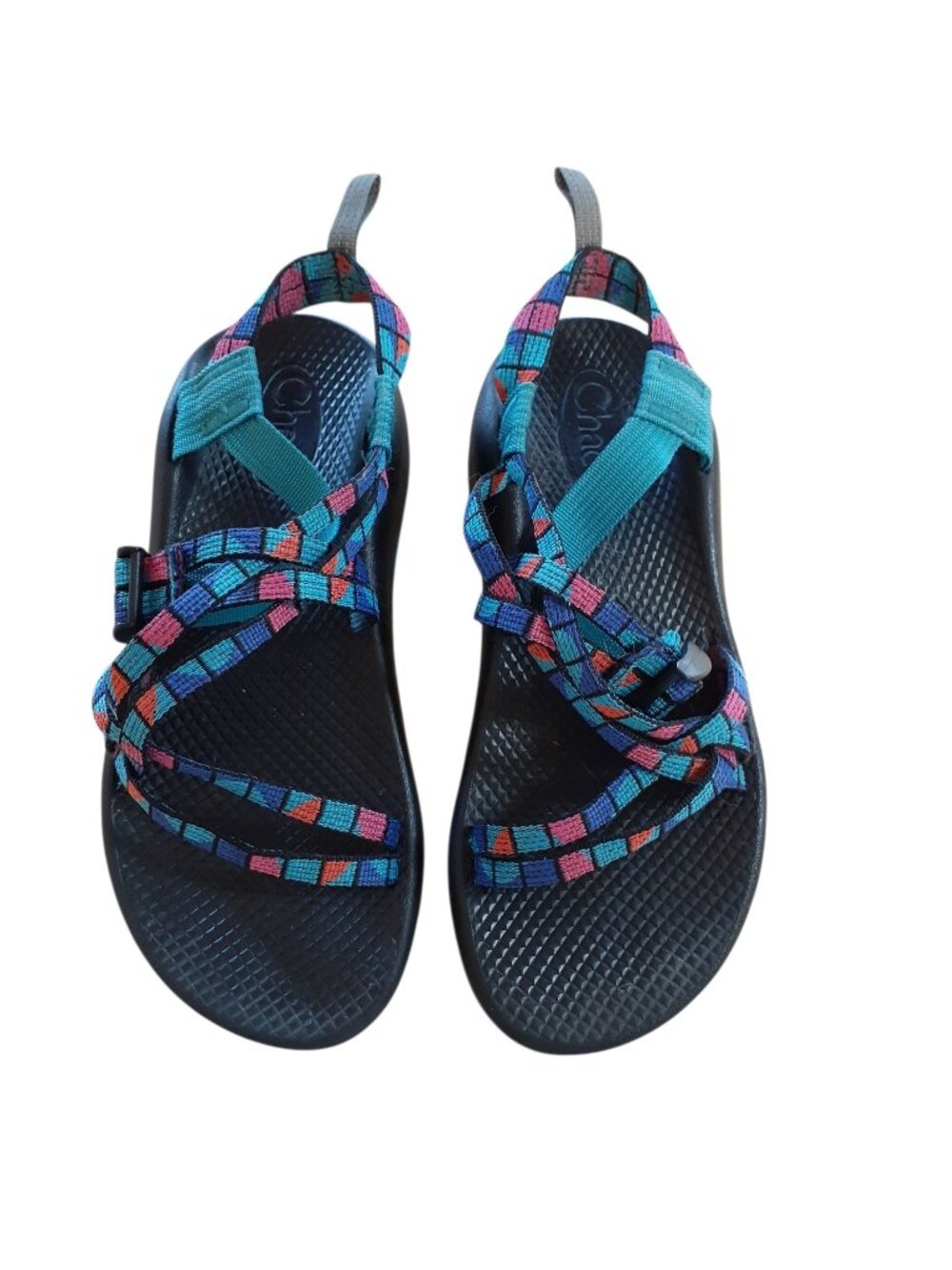 Chaco Womens ZX1 Ecotread Sandals Size 7 Distinct Multicolor Geometric Strap